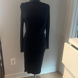 AllSaintsblac long sleeve drape dress